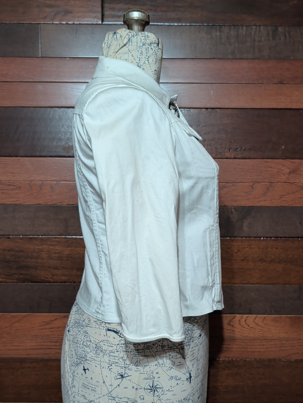 Ruby Rd. White Button-Front Jean Jacket with Decorative Medallion Buttons - Picture 7 of 9